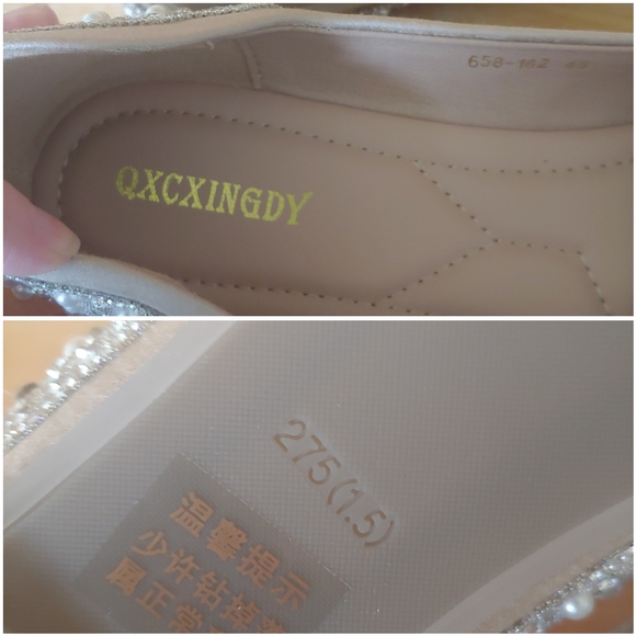 NIB Beige Rhinestone Pearl Jewels Gem Sparkly Pointed Party Flats Shoes 10.5 - Picture 15 of 17